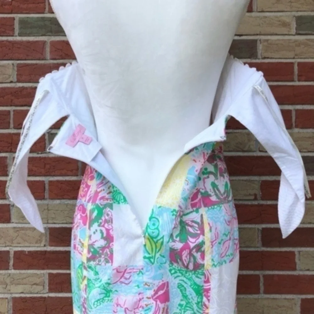 Lilly Pulitzer Franco State Patch Ric Rac White Pink Strapless Dress 👗 - Picture 10 of 14